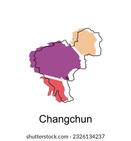 Map of Changchun High Quality is a province of China map, black and white detailed outline regions of the country. Vector illustration template