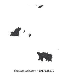 Map of Channel Islands, Channel Islands - map, High detailed - black map of Channel Islands on white background. Vector illustration eps 10.