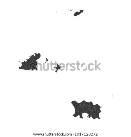 Map of Channel Islands, Channel Islands - map, High detailed - black map of Channel Islands on white background. Vector illustration eps 10.