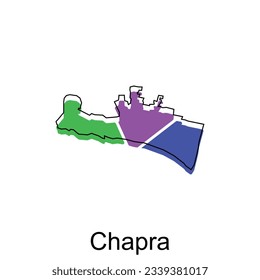 Map of Chapra modern geometric illustration, map of India country vector design template