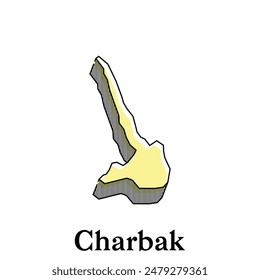 Mapa de la Plantilla de diseño de ilustración de Charbak, Mapa tiene toda la provincia y marca la ciudad capital de Kirguistán, adecuado para su empresa