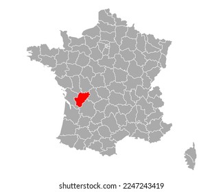 Map of Charente in France on white