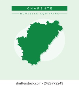 Map of Charente - Nouvelle-Aquitaine - France region outline silhouette graphic element Illustration template design