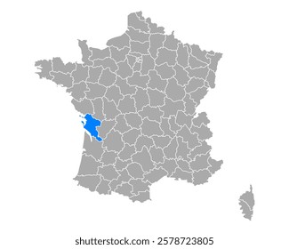 Map of Charente-Maritime in France on white