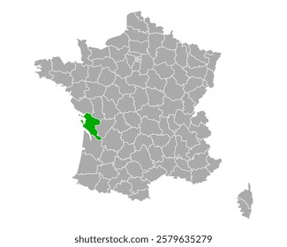 Map of Charente-Maritime in France on white