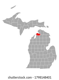 Map of Charlevoix in Michigan on white