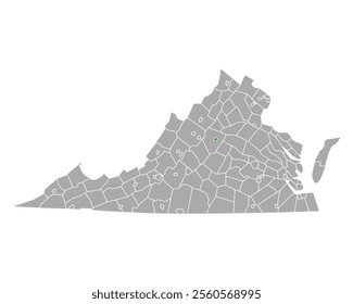 Map of Charlottesville in Virginia on white