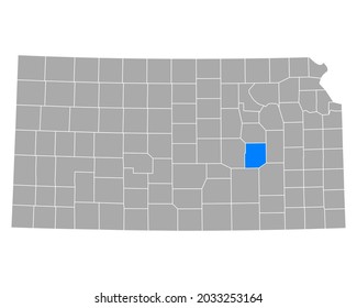 Karte von Chase in Kansas auf Weiß