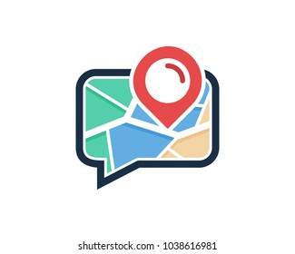 Map Chat Icon Logo Design Element