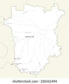 Map of Chechen Republic, Russia