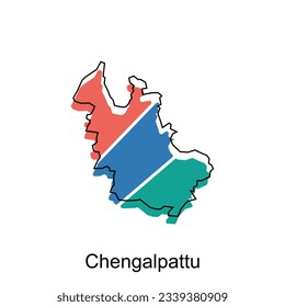 mapa de la plantilla de diseño de vectores de Chengalpattu, fronteras nacionales e importantes ilustraciones de ciudades