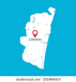 Map of Chennai in India with location icon