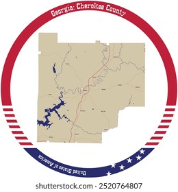 Mapa del condado de Cherokee en Georgia, Estados Unidos organizado en círculo.