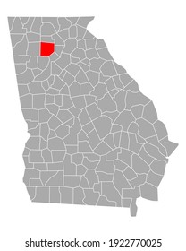 Map of Cherokee in Georgia on white