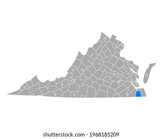 Map of Chesapeake in Virginia on white