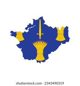 El mapa del condado de Cheshire con su bandera aislada en fondo blanco. Ilustración del vector