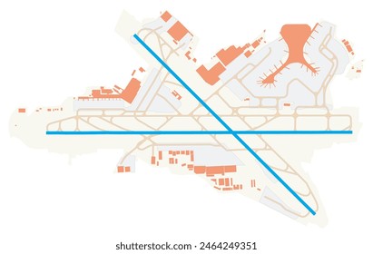 Map of Chhatrapati Shivaji International Airport (India). IATA-code: BOM. Airport diagram with runways, taxiways, apron, parking areas and buildings. Map Data from OpenStreetMap.