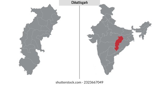map of Chhattisgarh state of India and location on Indian map