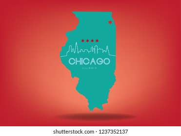 Map of Chicago Illinois, USA Vector EPS 10.