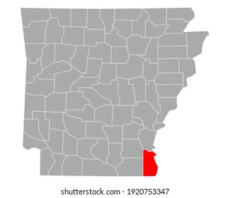 Mapa de Chicot en Arkansas en blanco