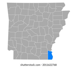 Karte von Chicot in Arkansas auf Weiß