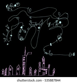 map of a child's drawing vector seamless texture