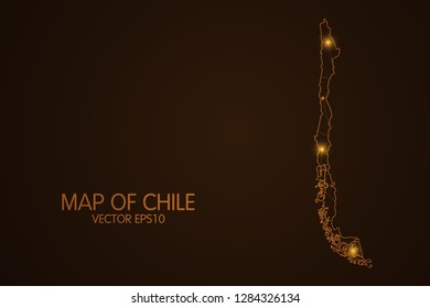 Map of Chile - Abstract mash line and point scales on dark background. 3D mesh polygonal network connections.Vector illustration eps 10. 