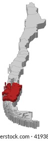 Map - Chile, Aisen - 3D-Illustration