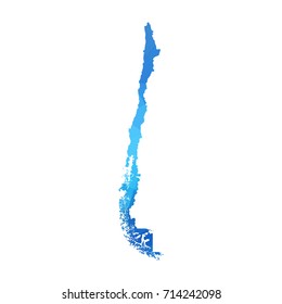 Map of Chile - Blue Geometric Rumpled Triangular , Polygonal Design For Your . Vector illustration eps 10.