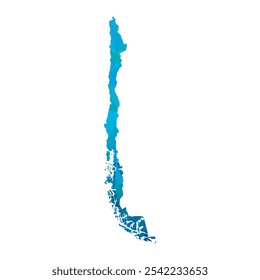 Mapa de Chile - Projeto Poligonal Azul para o seu. Ilustração vetorial eps 10.