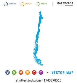 Map of Chile blue and set pin icon.