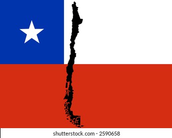 map of Chile and Chilean flag illustration