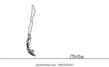 Mapa de Chile. Un país en el suroeste de Sudamérica, que ocupa una estrecha franja de tierra entre el Océano Pacífico y los Andes. Vector.