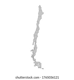 Map Of Chile Divided To Regions. Outline Map. Vector Illustration.