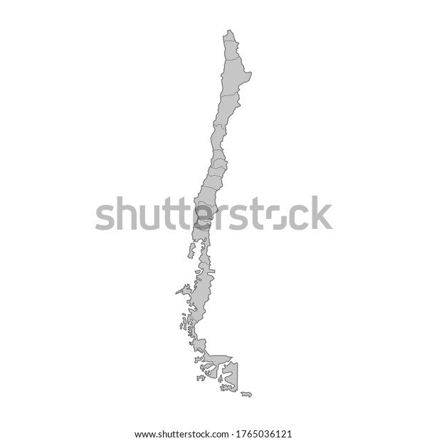 Map of Chile divided to regions. Outline\
map. Vector illustration.