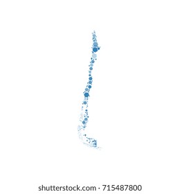 map of chile filled with hexagons of different sizes and degrees of transparency