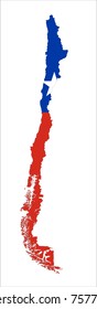 Map Of Chile With Flag Isolated On White Background.