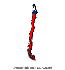 Map of Chile with flag. Sketch. Vector illustration design