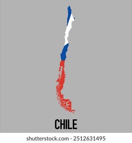 mapa de Chile com bandeira, ilustração vetorial