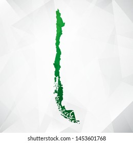 Map of Chile - Green Geometric Rumpled Triangular , Polygonal Design For Your . Vector illustration eps 10.