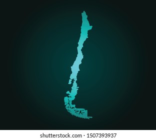 Map of Chile green vector isolated on dark background. High detailed green vector map, Chile symbol for your web site design map - Vector illustration eps 10.