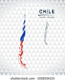 Map of chile with hand drawn sketch pen map inside. Vector illustration