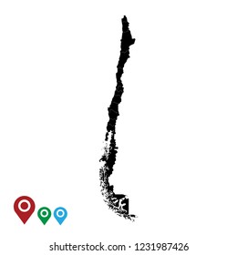 Map of Chile
, High Detailed Map of Chile
 isolated on white background.Vector illustration eps 10