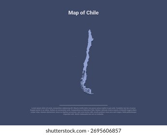 Map of Chile, minimalist vector silhouette in soft blue on dark background