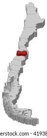 Map - Chile, O'Higgins - 3D-Illustration