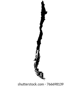 Mapa do Chile em um fundo branco, ilustração Vetor