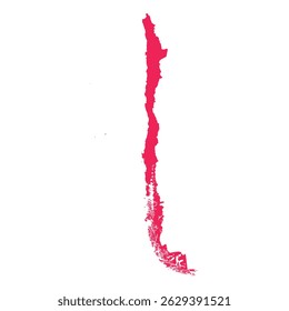 Mapa do Chile, silhueta de sinais. World Map Globe (em inglês). Ilustração de vetor isolada em fundo branco. América do Sul.