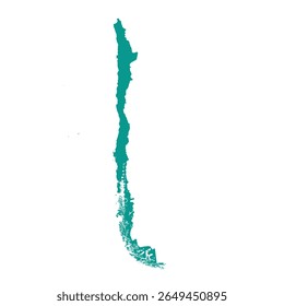 Mapa do Chile, silhueta de sinais. World Map Globe (em inglês). Ilustração de vetor isolada em fundo branco. América do Sul.