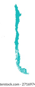 Mapa de Chile, silueta de signos. Mapa mundial Globo. Ilustración vectorial aislada sobre fondo blanco. Continente de América del Sur.