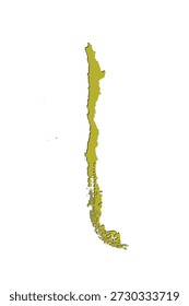 Map of Chile, sign silhouette. World Map Globe. Vector Illustration isolated on white background. South America continent.